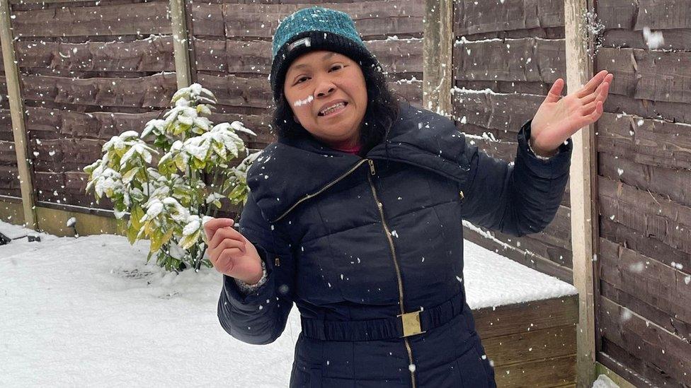 Frances Helena in the snow in Bury