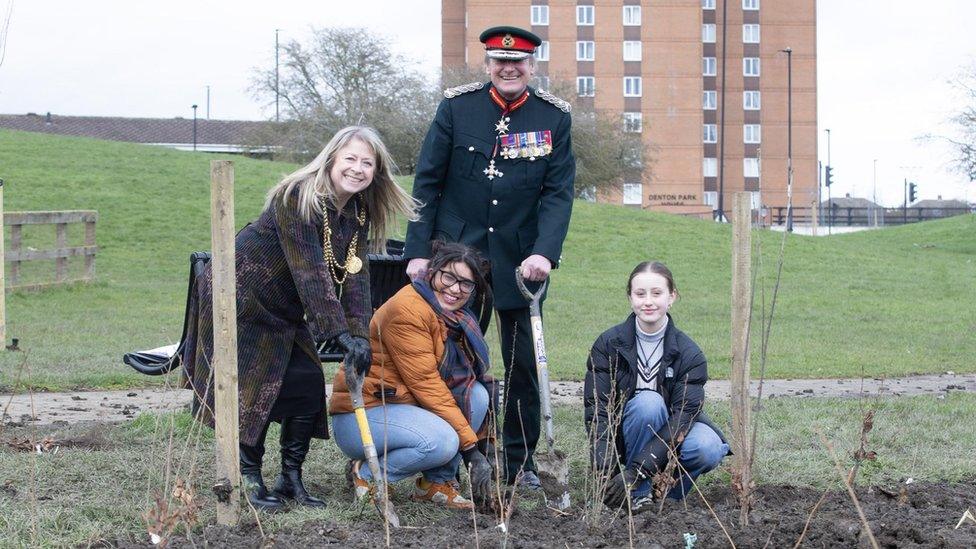 Lord Mayor of Newcastle Councillor Karen Robinson and Deputy Lord Lieutenant General Robin V Brims