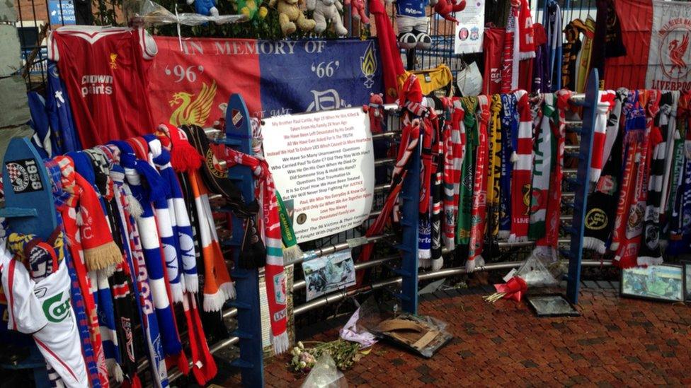 Tributes at Hillsborough Stadium