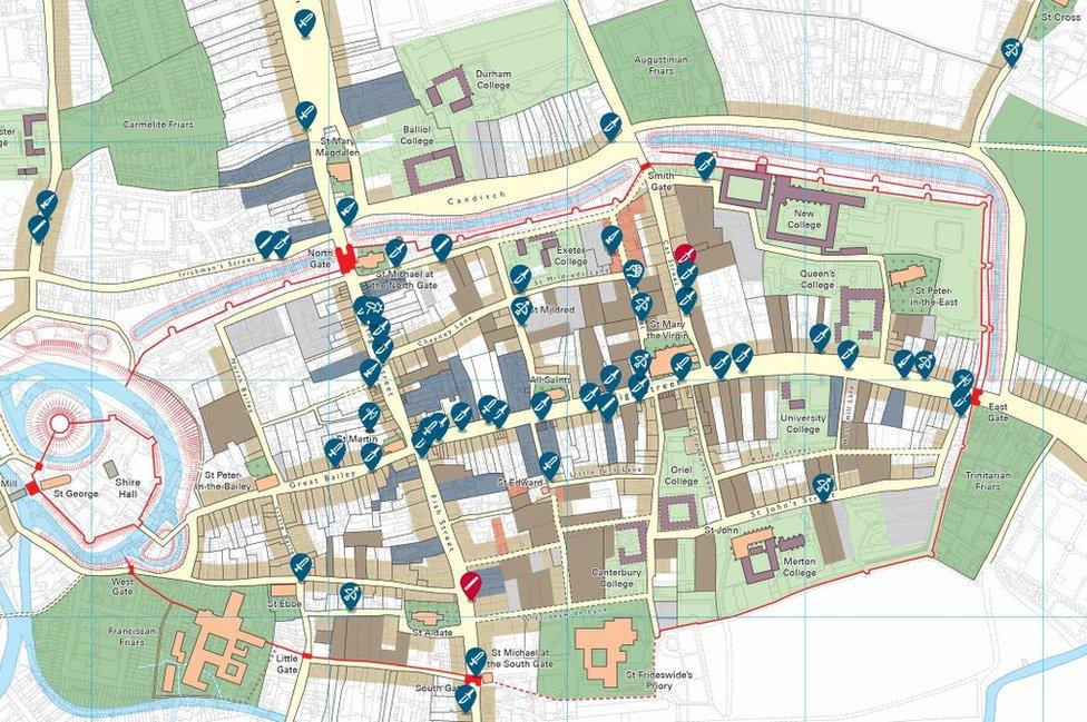 Oxford medieval murder map