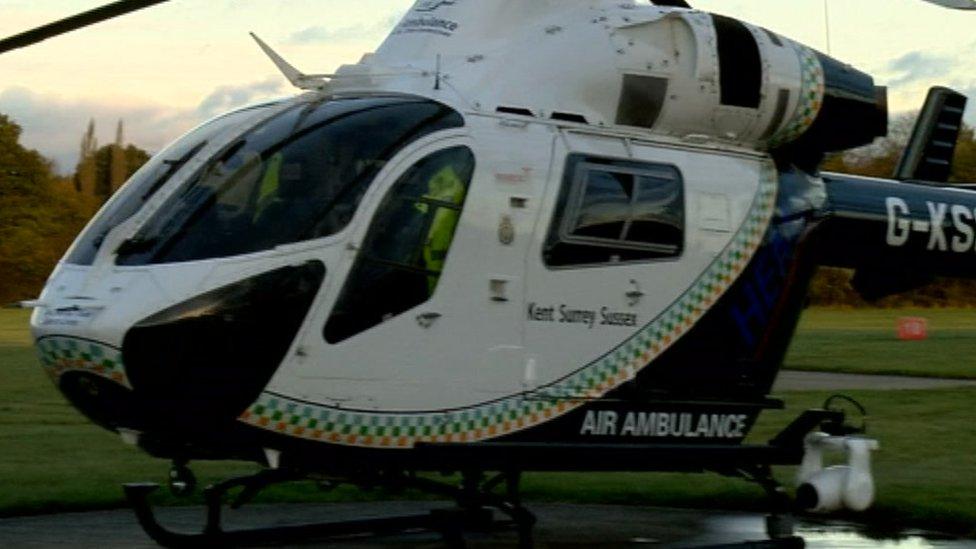 A Kent Sussex and Surrey air ambulance at Redhill aerodrome