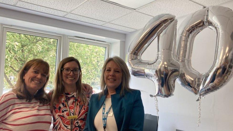 Staff members Bev Waterhouse (L), Gemma Ellison and Sascha Wells Monro