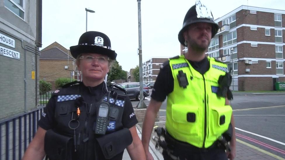 Blyth patrolling with another police officer