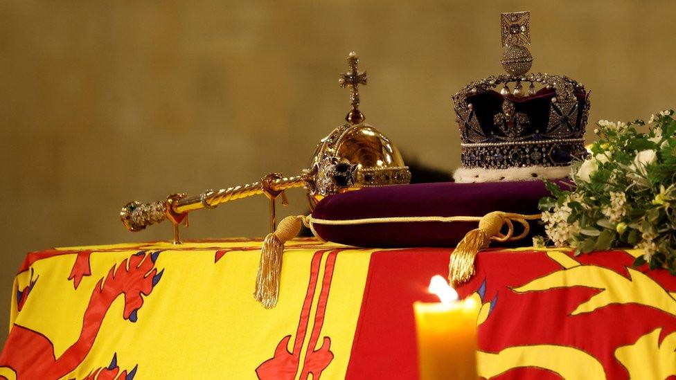 The Queen's coffin at Westminster Hall