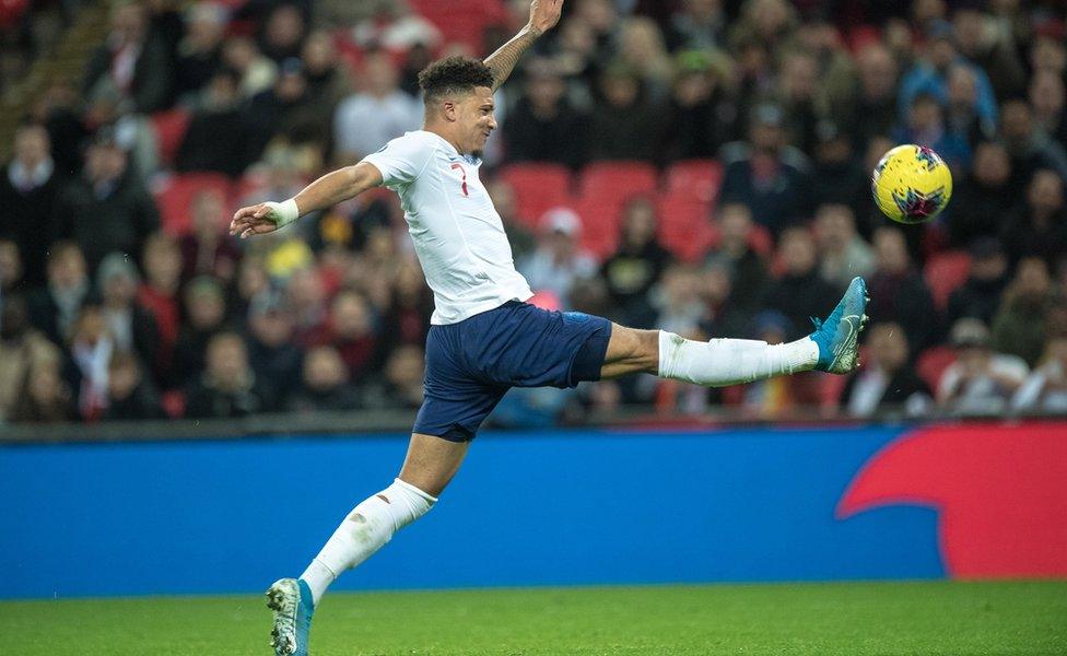 Jadon Sancho in action for England