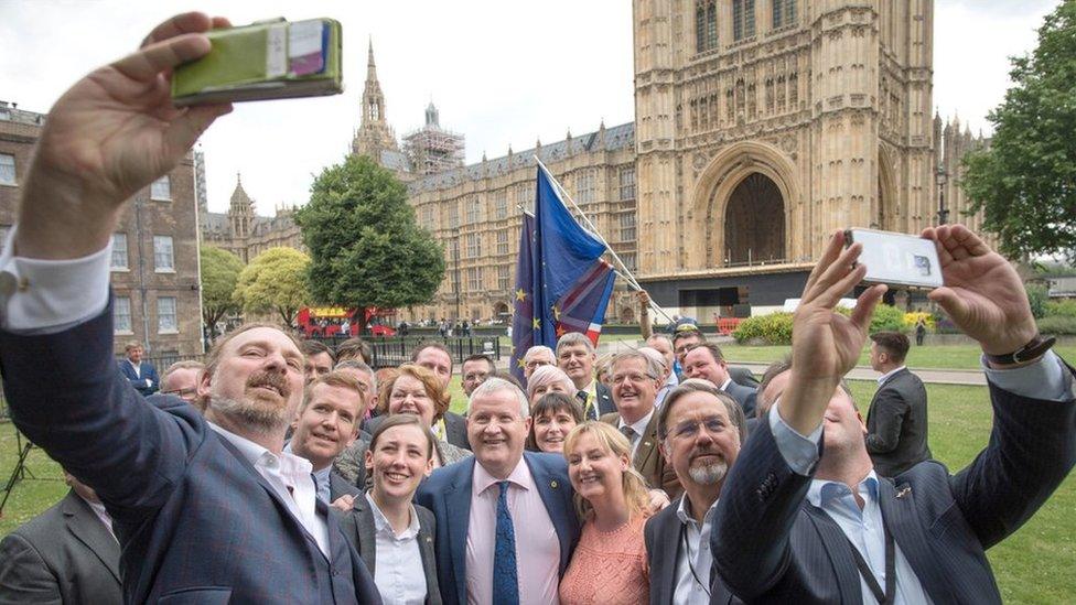 SNP taking selfies outside the Commons