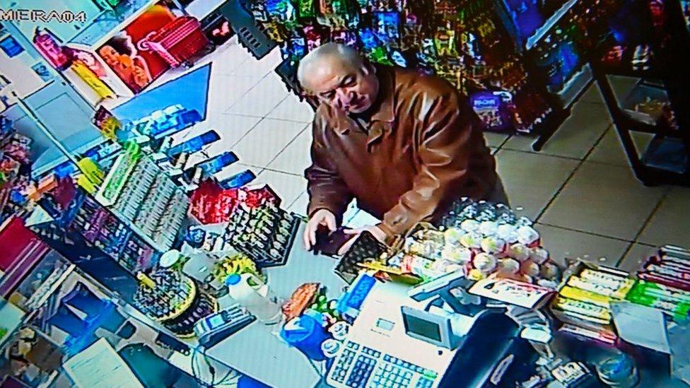 Sergei Skripal buying groceries in Salisbury