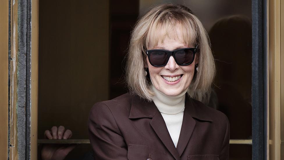 E. Jean Carroll leaves a federal court house after the jury found that former president Donald J. Trump was liable for sexually abusing and defaming her but not liable for raping her in the sexual assault and defamation civil lawsuit Carroll had brought against him in New York, New York, USA, 09 May 2023.