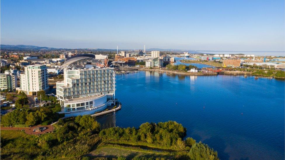 Cardiff Bay with St David's Hotel in the foreground