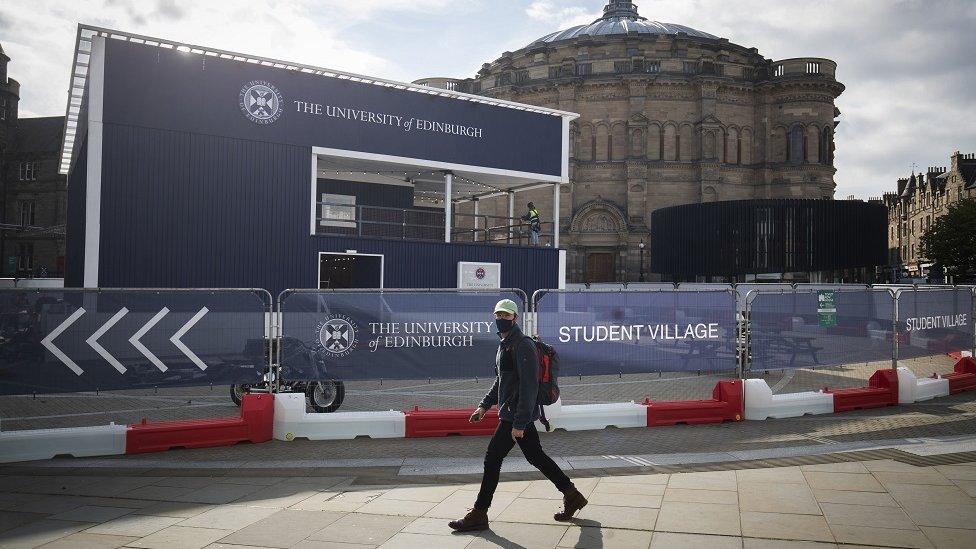 Student walking in Edinburgh