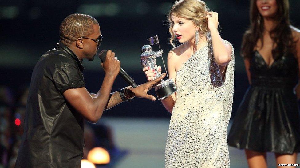 Kanye West interrupts Taylor Swift at the VMAs