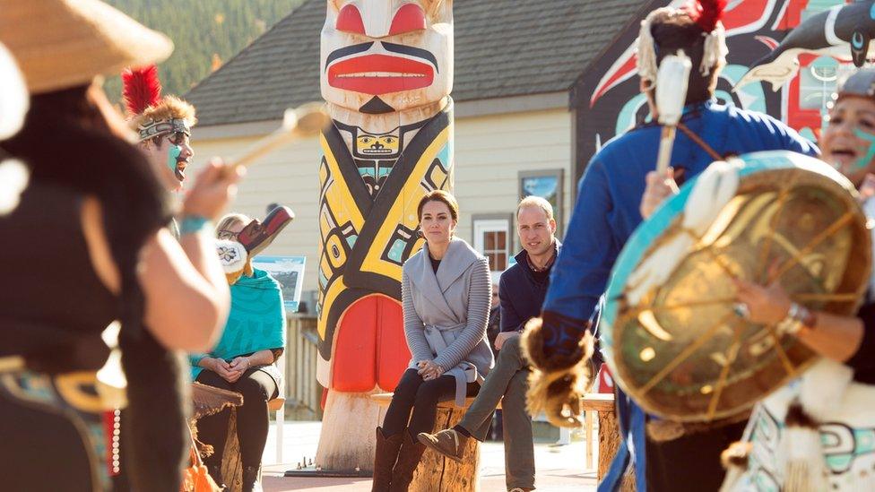 The Duke and Duchess of Cambridge are welcomed in the remote hamlet of Carcross in October 2016