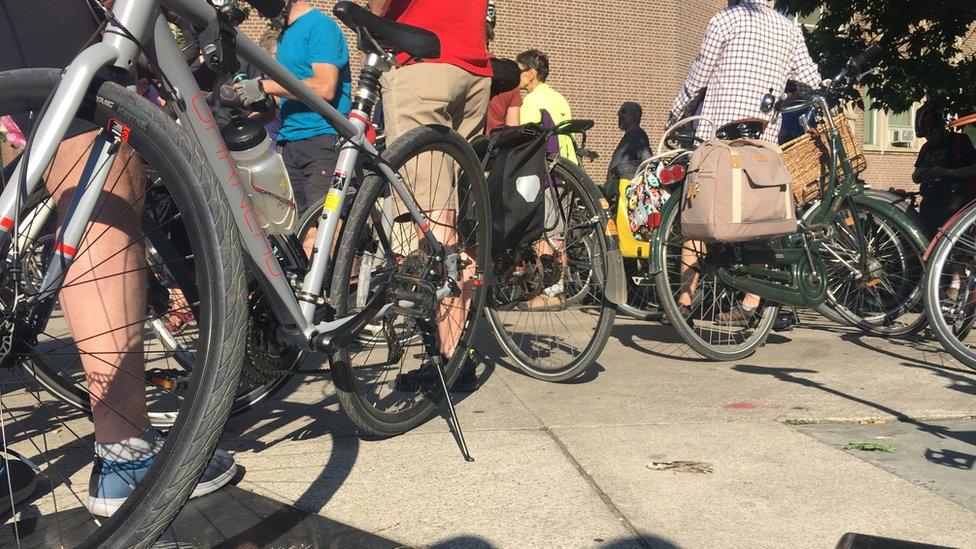 Cyclists gather in Toronto for a ghost bike ride