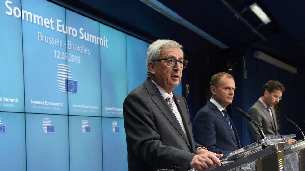 Eurozone leaders addressing press - 13 Jul 2015