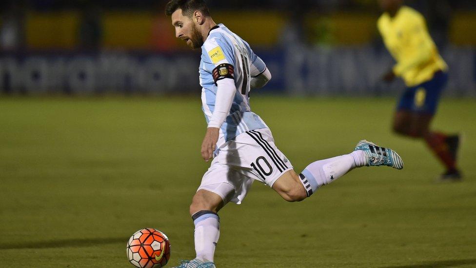 Lionel Messi playing against Ecuador.