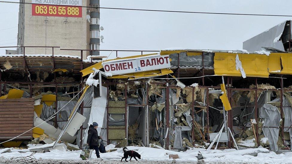 Shopping area in Kharkiv in March