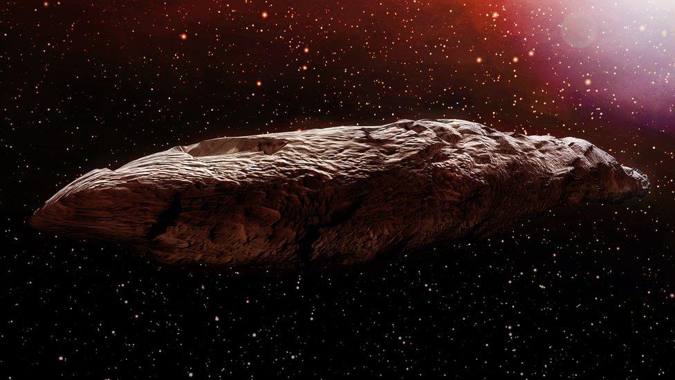 Artist's impression of the Oumuamua asteroid