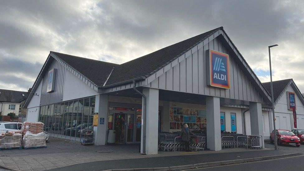 Outside of Brecon Aldi store