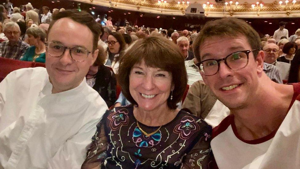 Carol pictured with her son and family friend