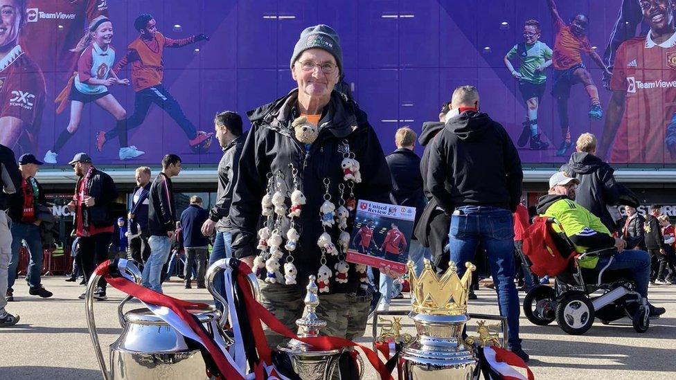 Ian West outside Manchester United's football ground