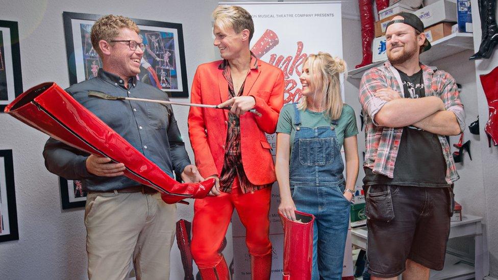 Four actors in the show Kinky Boots