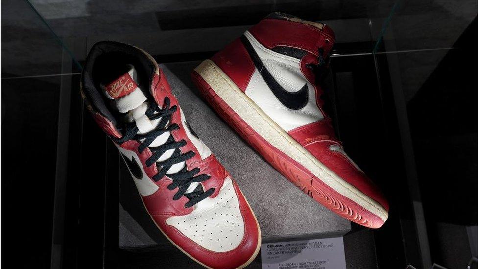 Michael Jordan Rare trainers fetch 615 000 at auction BBC News