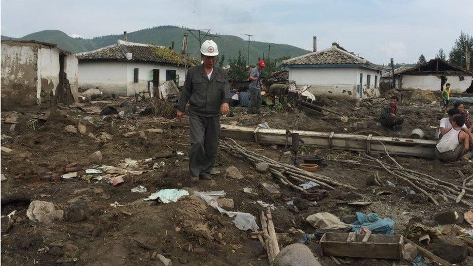 Damaged caused by flooding in North Hamyong province, North Korea (7 Sept 2016)