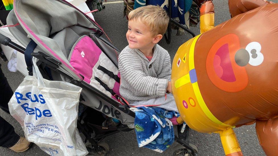 Two-year-old Tristan enjoying Sherborne's Pack Monday Fair 2021