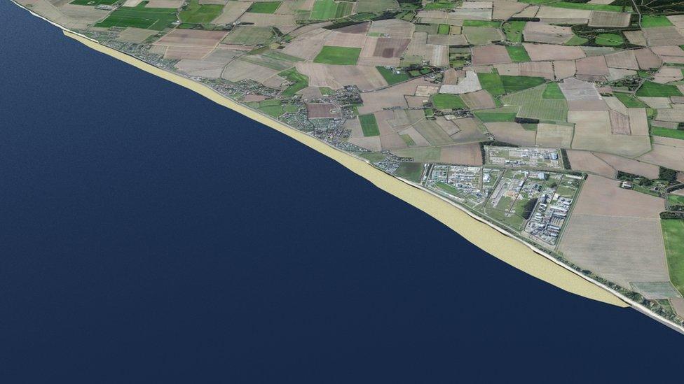 The coastline as it would look after sandscaping