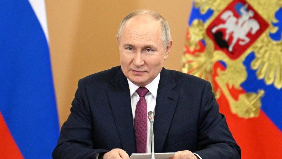 Russian President Putin attends a meeting on the implementation of the federal project to create a network of modern university campuses, via video link in Moscow