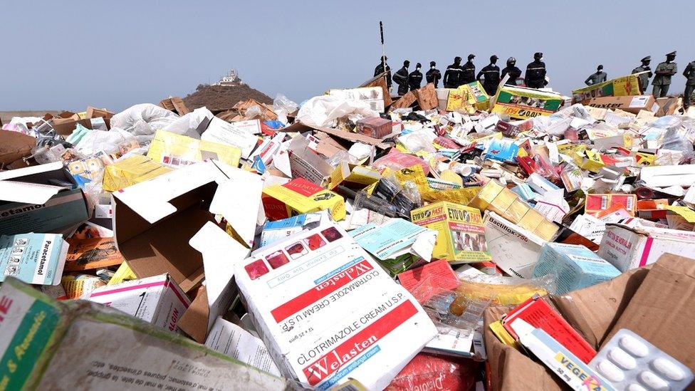 Four tonnes of fake and illegal drugs in a huge pile