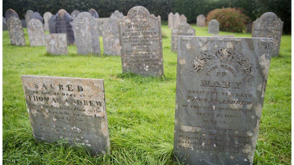 Headstones in a graveyard