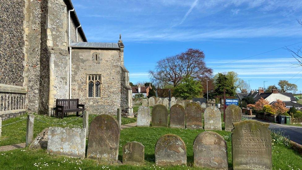 The graveyard at St Margaret's church on a sunny day