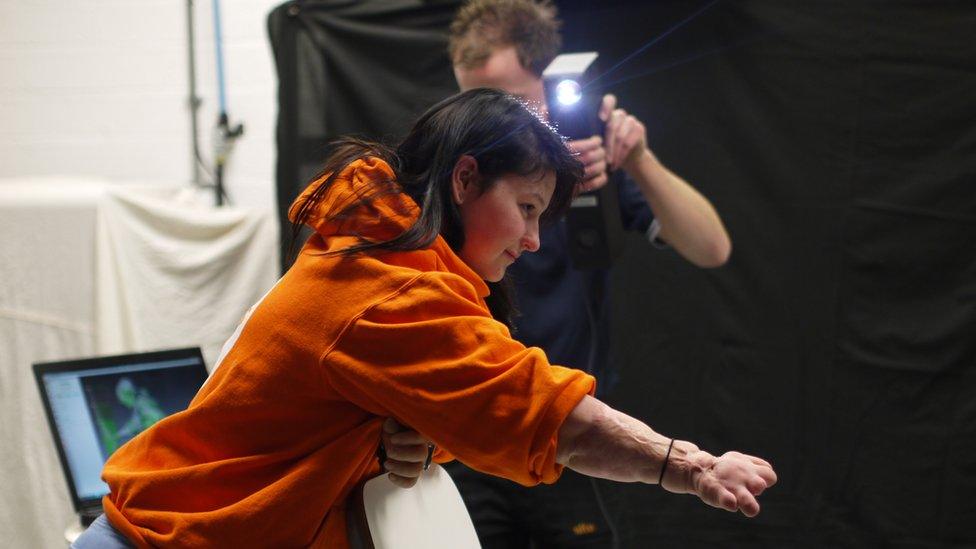 Louise Greer being scanned