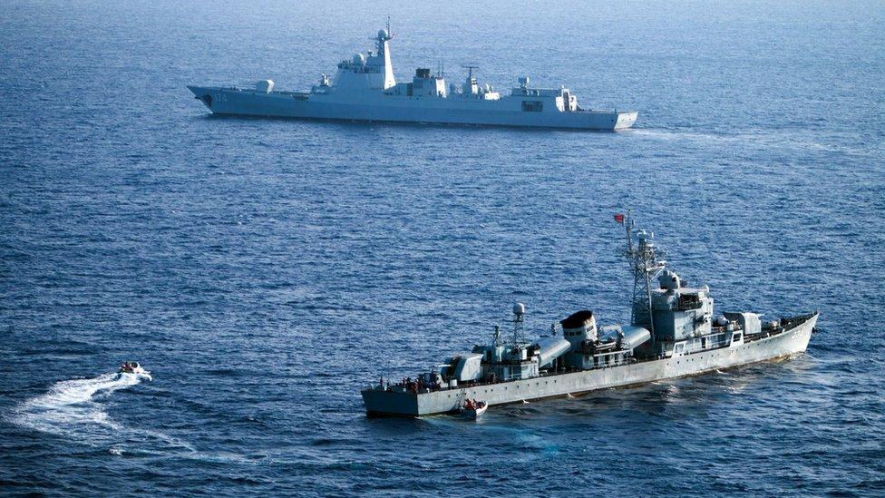 China's South Sea Fleet taking part in a drill in the Xisha Islands, or the Paracel Islands in the South China Sea on 5 May 2016