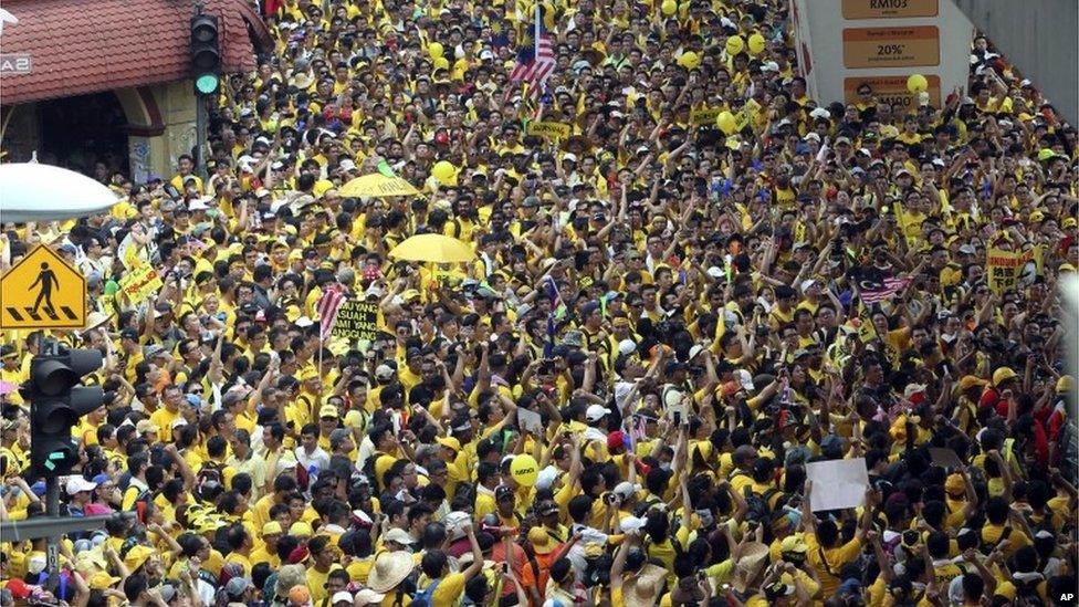 Protesters in Kuala Lumpur, 29 August 2015