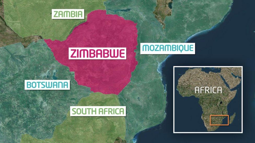 Map showing where Zimbabwe is