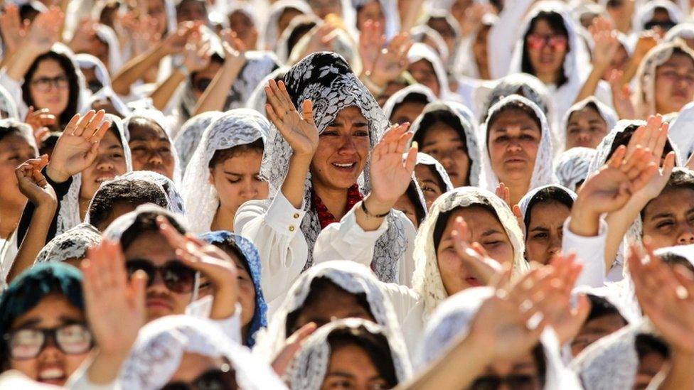 Faithful take part in the 2018 annual Holy Convocation of "La Luz del Mundo" (The Light of the World) church on August 14, 2018, in Guadalajara