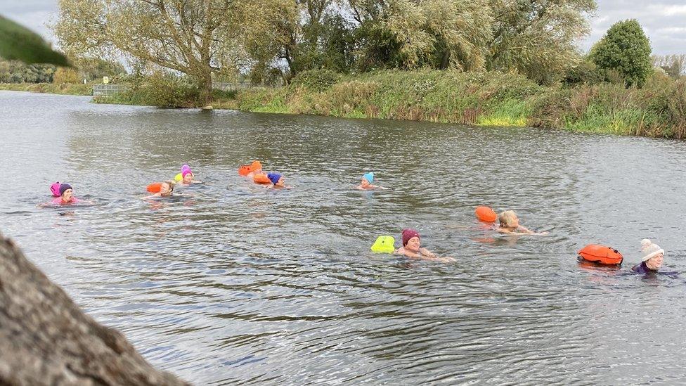 Open water swimmers at St Ives