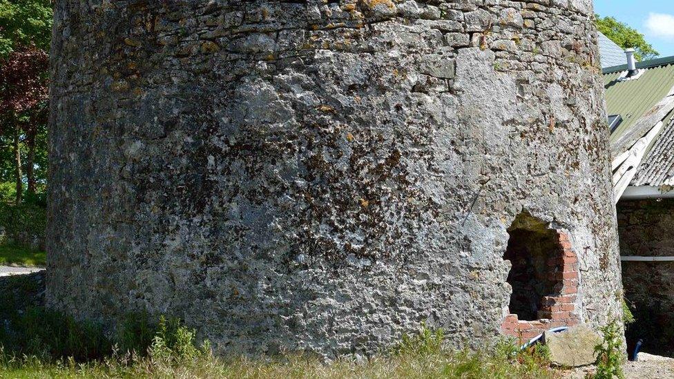 Medieval dovecote on the dig site near Llangwm