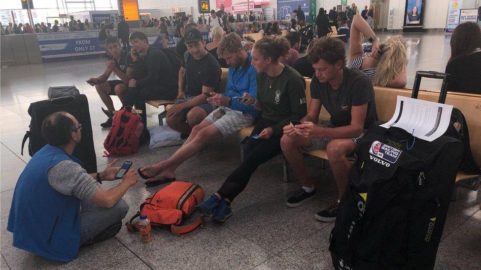 Passengers waiting for a flight