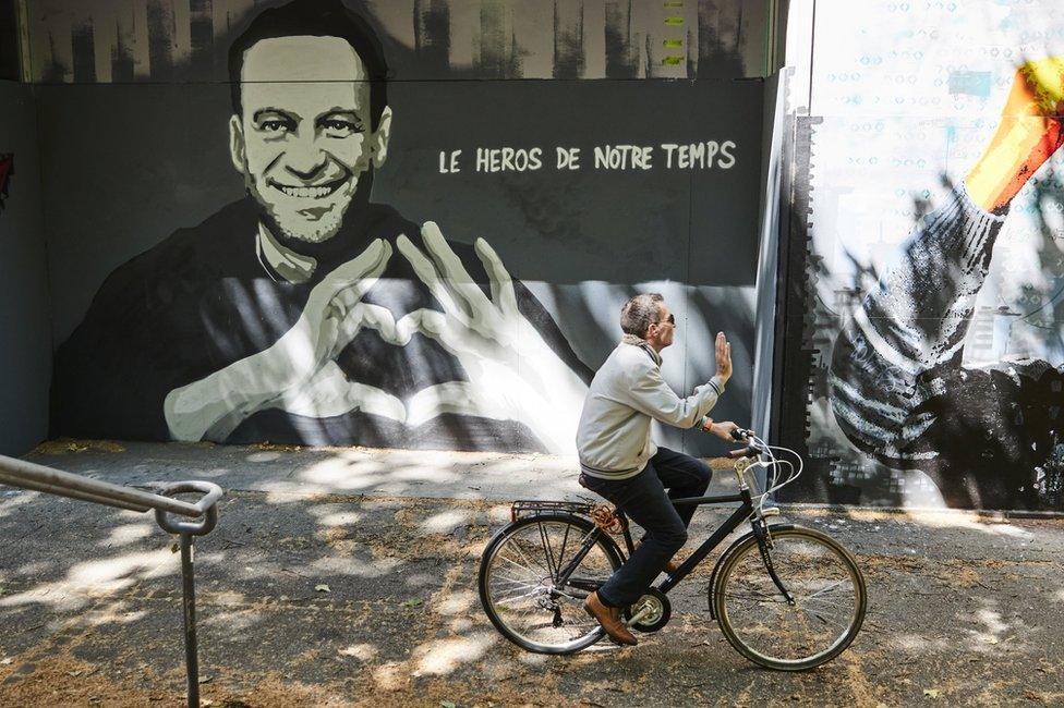 A graffiti of Alexei Navalny by Swiss artist Julien Baro is pictured ahead of the June 16 summit in the Swiss city between U.S. President Joe Biden and Russian President Vladimir Putin in Geneva, Switzerland, June 14, 2021