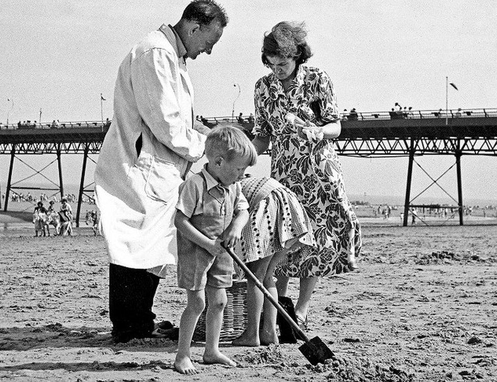 People on the beach in Skegness