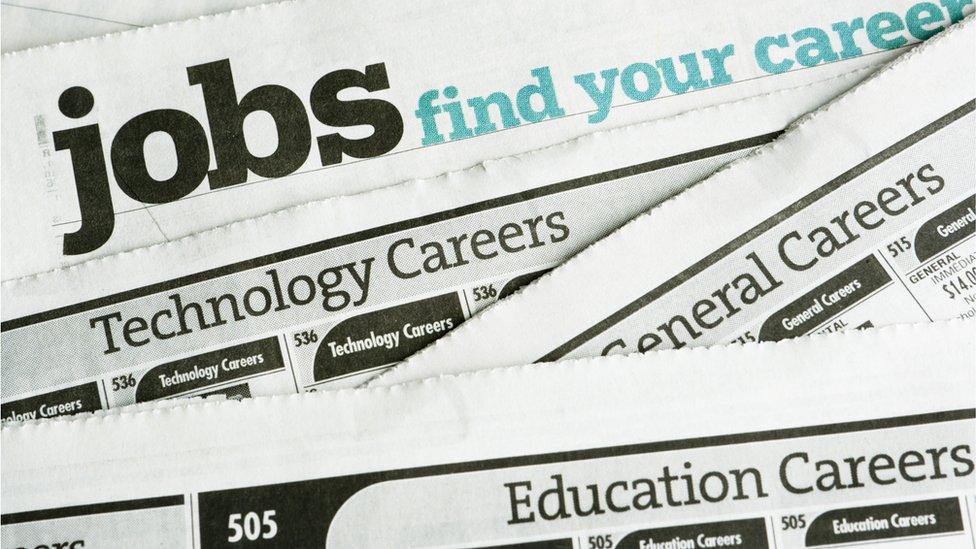 The jobs section of a newspaper