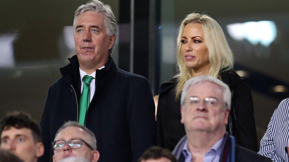 John Delaney watching the Republic of Ireland match against Georgia.