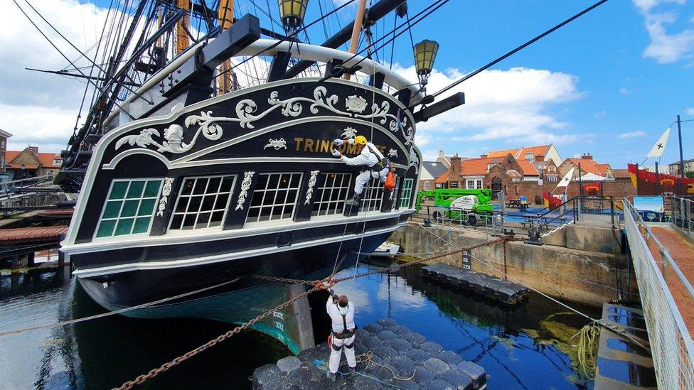 HMS Trincomalee being painted