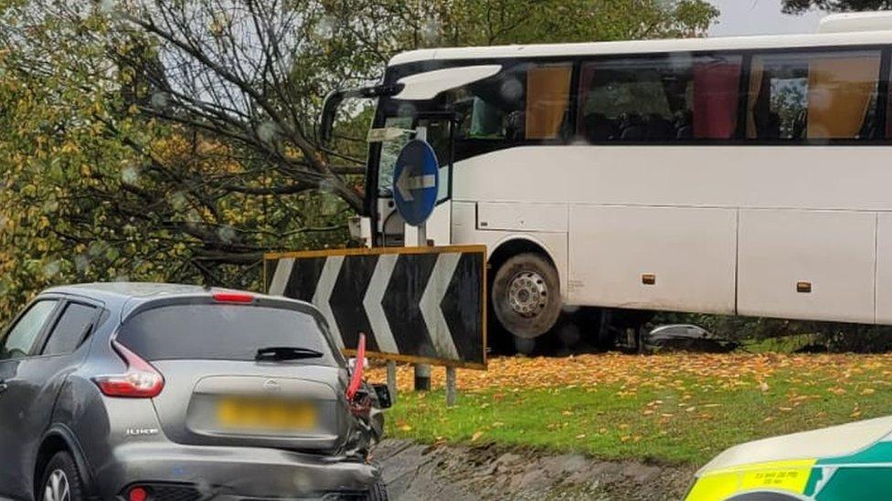 A bus collided with a tree off the A12 in Colchester