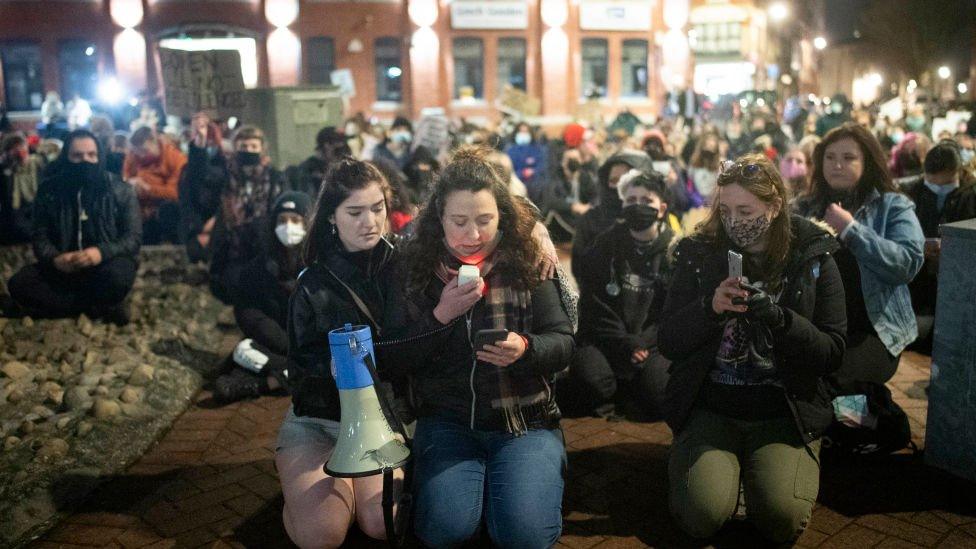 Women at the Cardiff protest