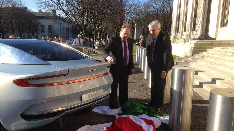 First Minister Carwyn Jones and Aston Martin chief executive Andrew Palme