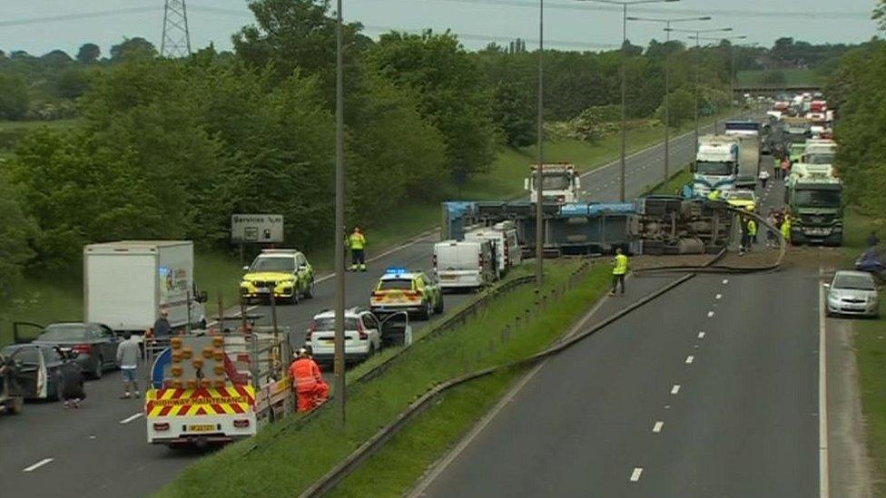 A63 lorry crash